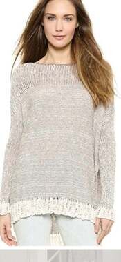 Free People Womens S Haiku Sweater Knit Crochet Trim Beige Ivory Boho